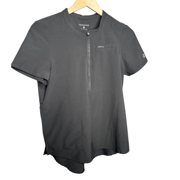 ASMAR Scrubs | Black Zip Front Medical Scrub Top | Stretch | XS - Picture 3 of 5